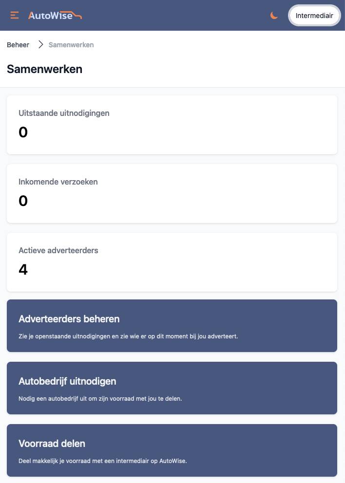 Intermediair dashboard